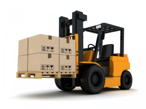 Forklift truck and box